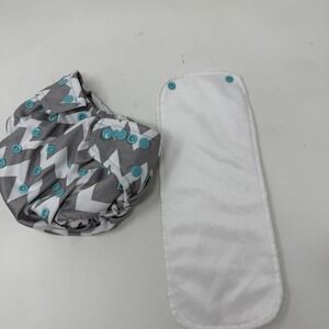 BumKins Pocket Diaper Cloth Diapers One Size Adjustable Washable Gray w Insert
